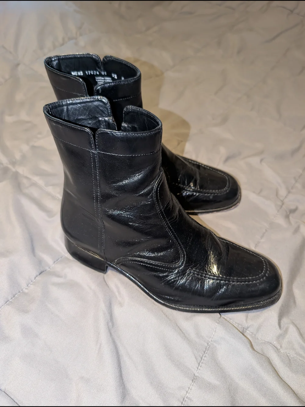 Men's Florsheim Black Leather Side-Zip Dress Boots
